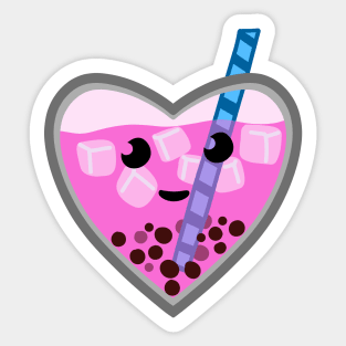 Pink Bubble Tea Love Sticker